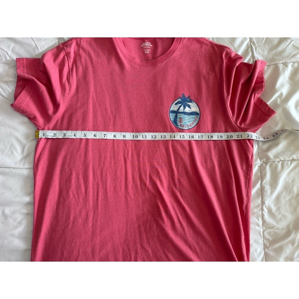Izod Saltwater Size XL Pink T Shirt Graphic Design Beach Palm Tree Island EUC - Picture 3 of 8